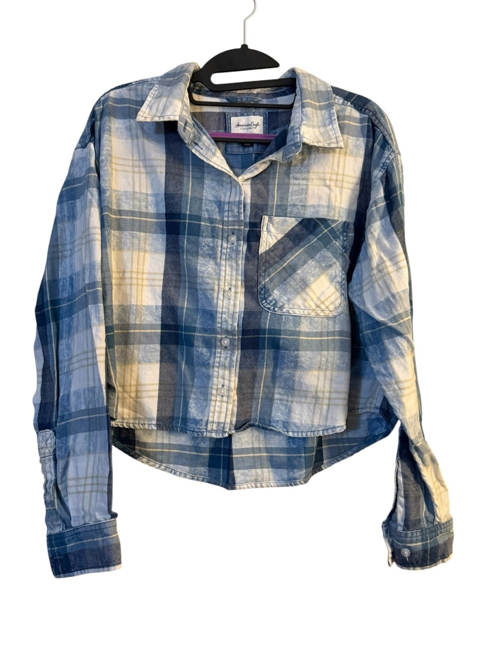 American Eagle Outfitters Cropped Plaid Flannel Shirt
